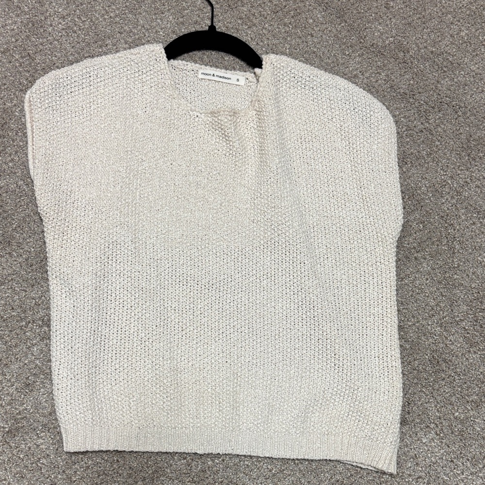 Madewell Cream Knit Sleeveless Crewneck Sweater Vest